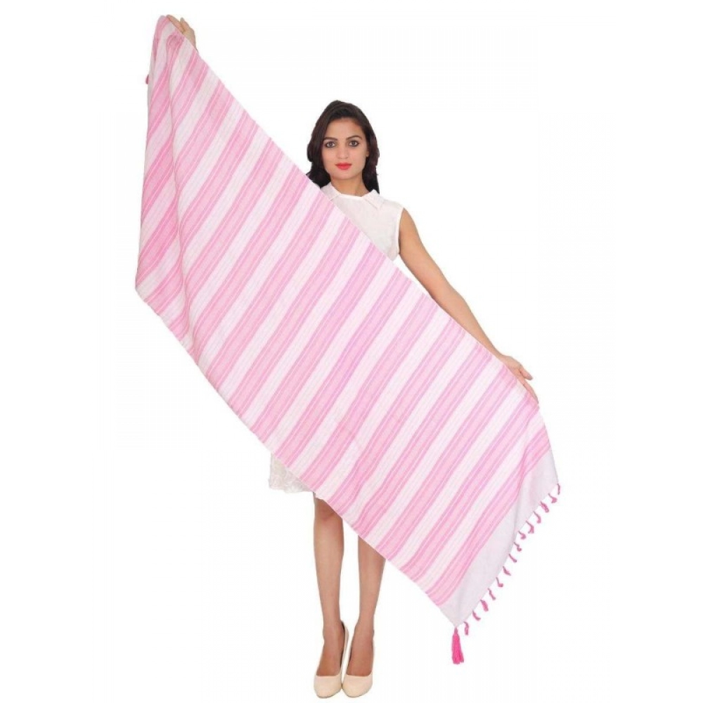 Femilyn Womens Viscose Straight Duppatta (Pink, Off White)