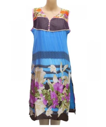 Femilyn Women's Synthetic Kurtis (Blue, M)