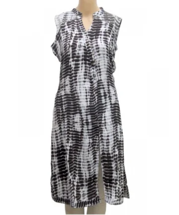 Femilyn Women's Rayon Kurtis (Black, White, L)