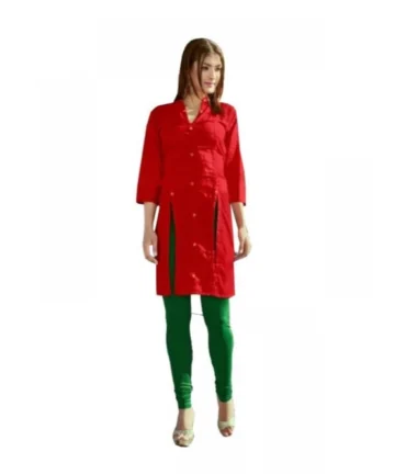 Femilyn Women's Cotton Kurtis (Red, L)