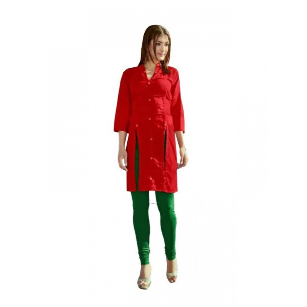 Femilyn Women's Cotton Kurtis (Red, L)