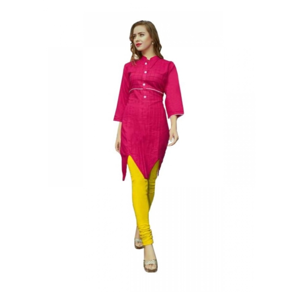Femilyn Women's Cotton Kurtis (Dark Pink, XL)