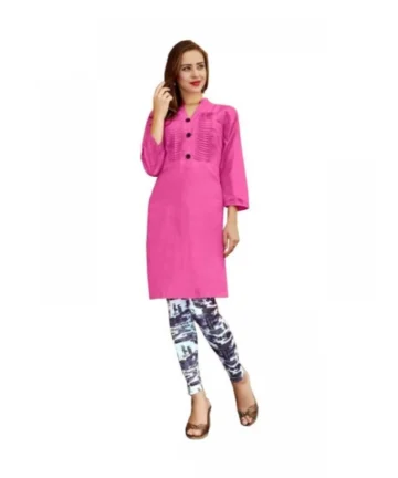 Femilyn Women's Cotton Kurtis (Pink, XL)