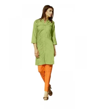 Femilyn Women's Cotton Kurtis (Green, L)