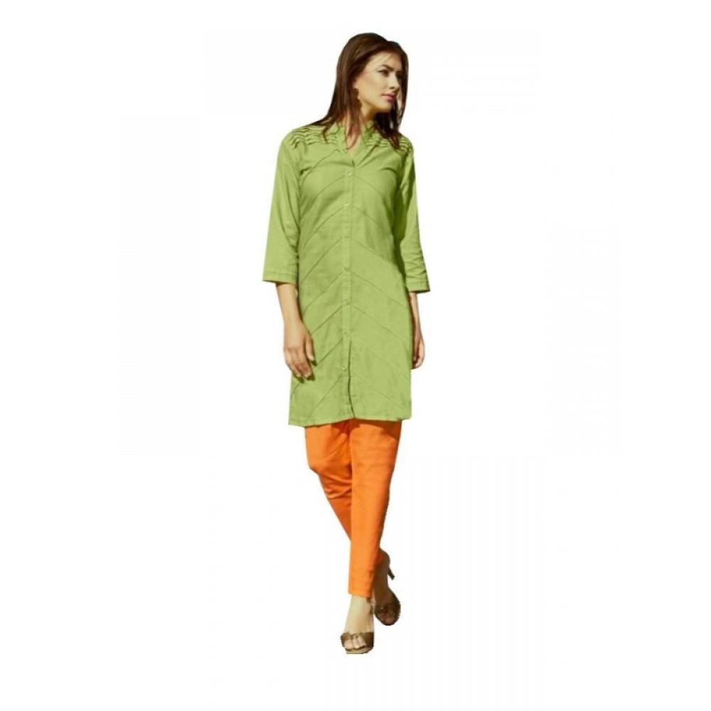 Femilyn Women's Cotton Kurtis (Green, L)