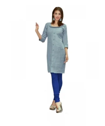Femilyn Women's Cotton Kurtis (Greyish Blue, L)