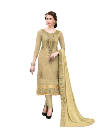 Femilyn Women's Chanderi Cotton Unstitched Salwar-Suit Material With Dupatta (Light Green, 2-2.5mtrs)