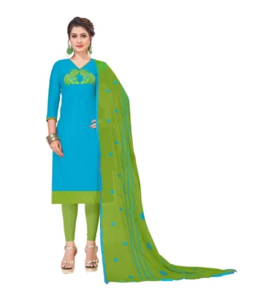 Femilyn Women's Modal Silk Unstitched Salwar-Suit Material With Dupatta (Sky Blue, 2-2.5mtrs)