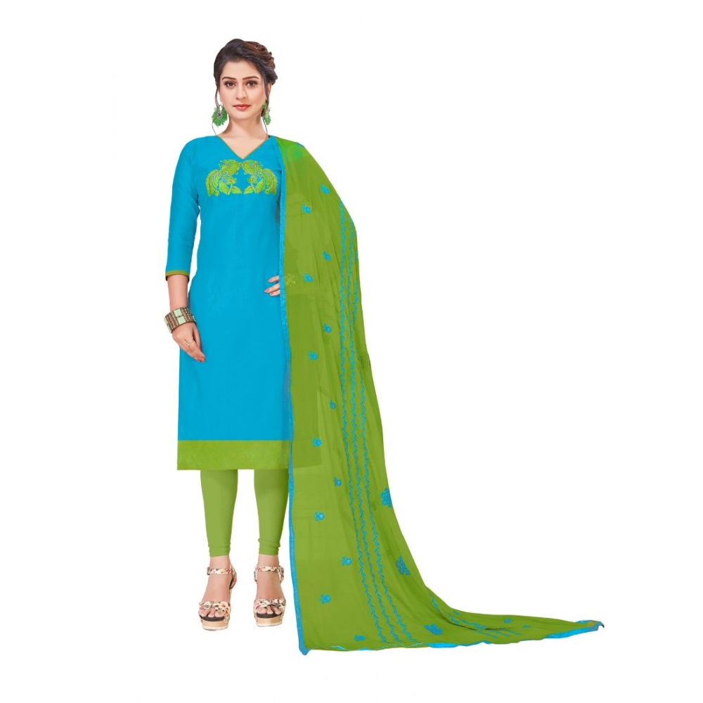 Femilyn Women's Modal Silk Unstitched Salwar-Suit Material With Dupatta (Sky Blue, 2-2.5mtrs)