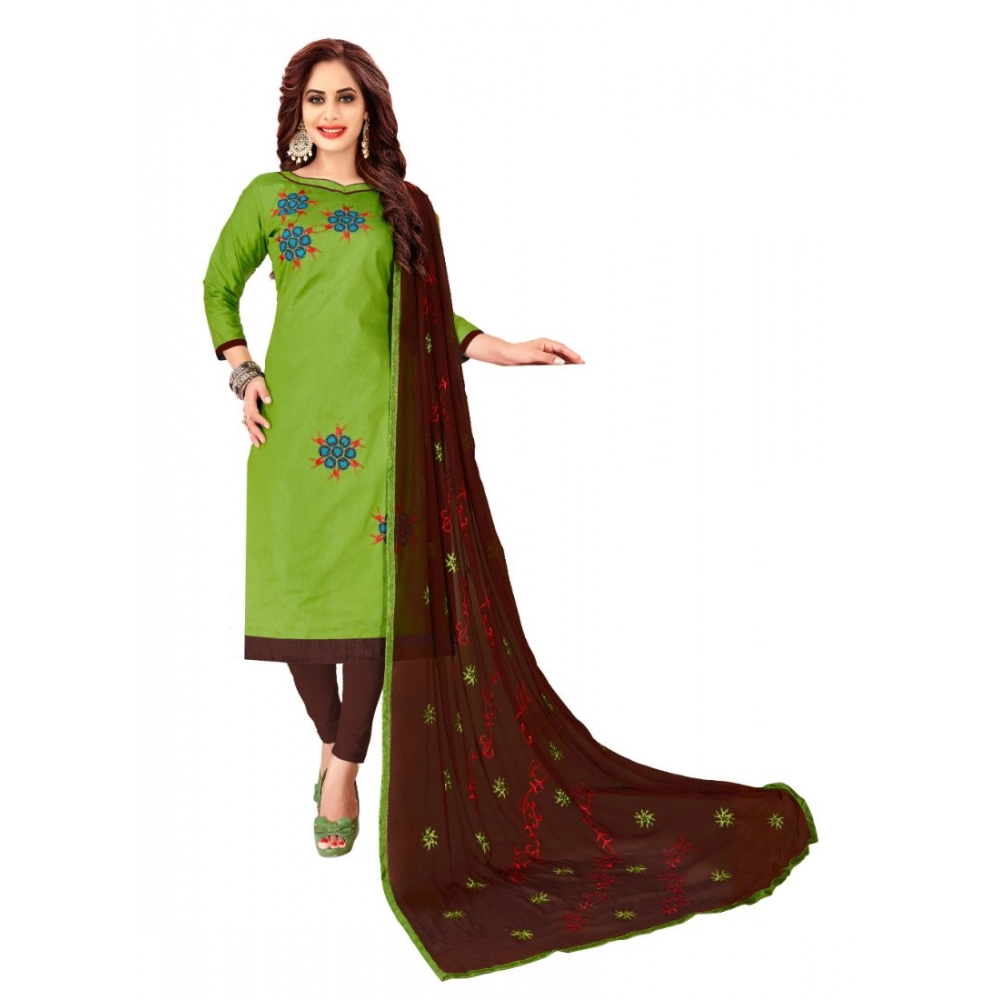Femilyn Women's Glaze Cotton Unstitched Salwar-Suit Material With Dupatta (Green, 2-2.5mtrs)