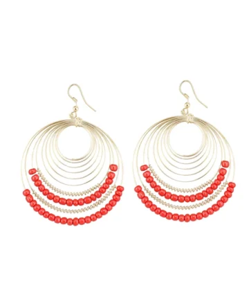 Femilyn Women's Alloy Hook Dangler Hanging Beads Earrings-Gold