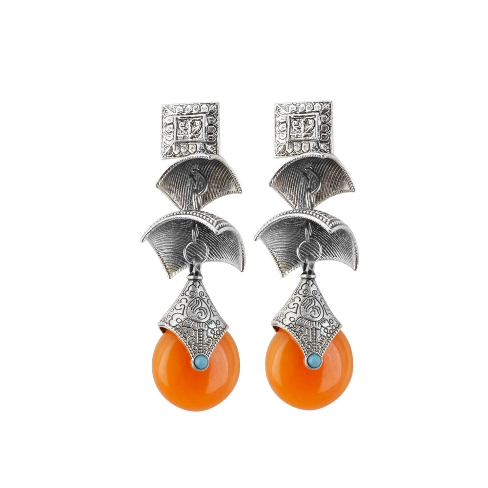 Femilyn Women's Silver Plated Hook Dangler Hanging Earrings-Silver