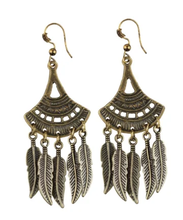 Femilyn Women's Gold Plated Leaf Design Earrings-Gold