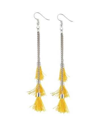Femilyn Women's Silver Plated Hook Dangler Hanging Tassel Fashion Earrings-Silver