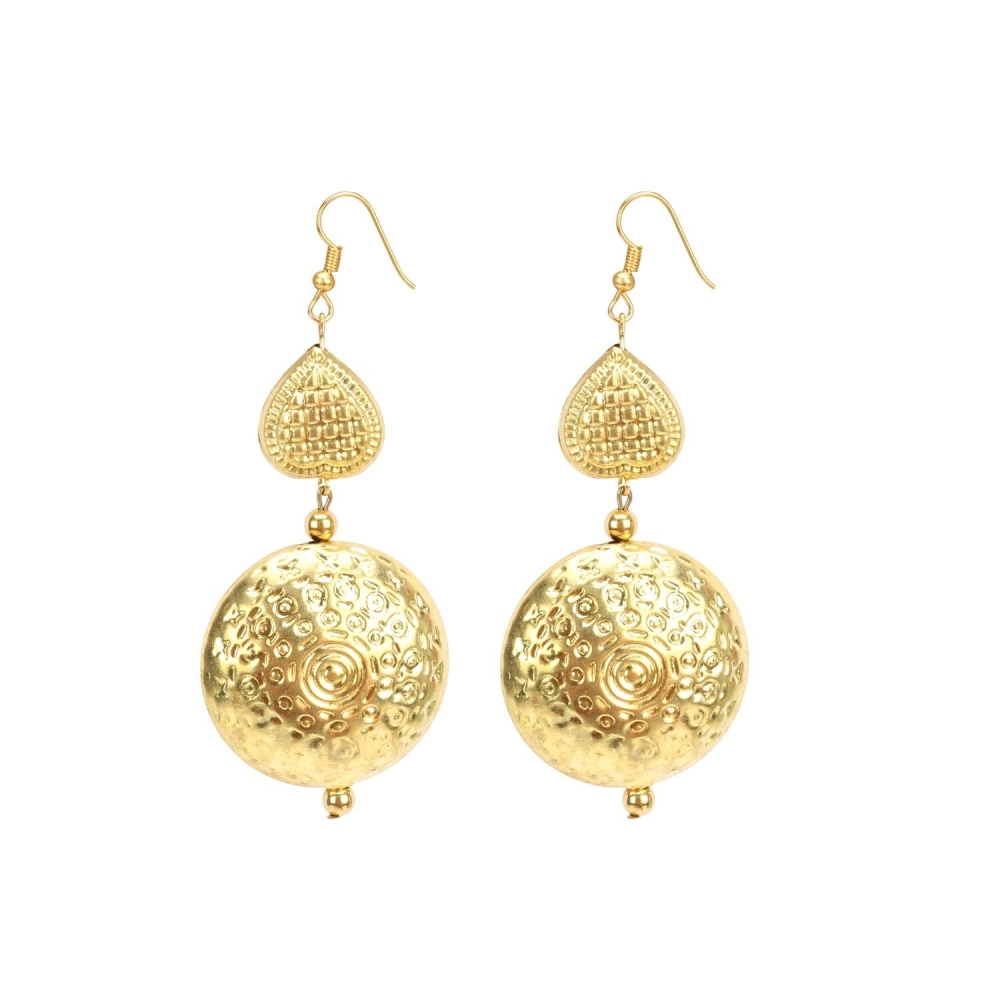 Femilyn Women's Gold Plated Hook Dangler Hanging Earrings-Golden