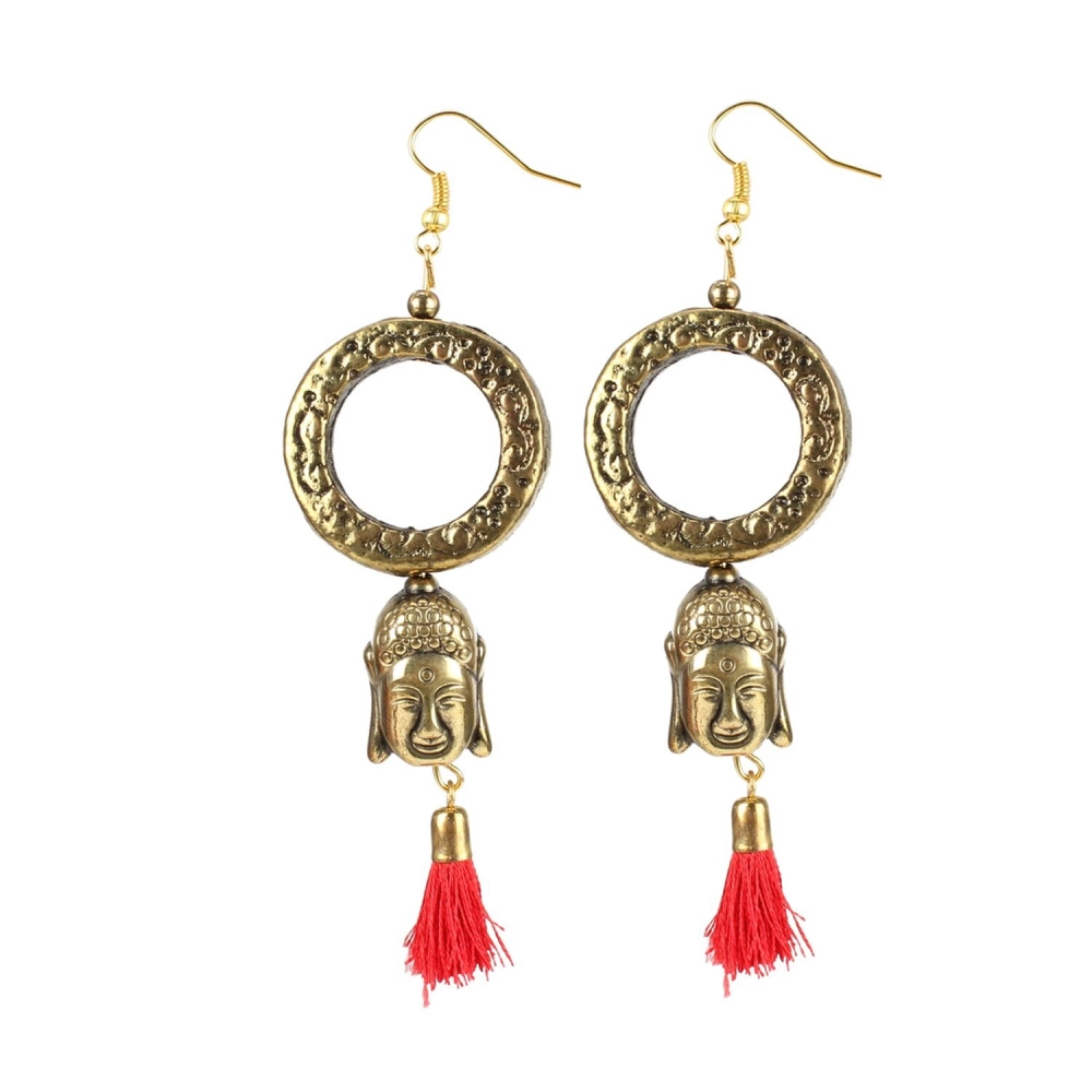 Femilyn Women's Gold plated Hook Dangler Hanging Tassel Fashion Earrings-Golden