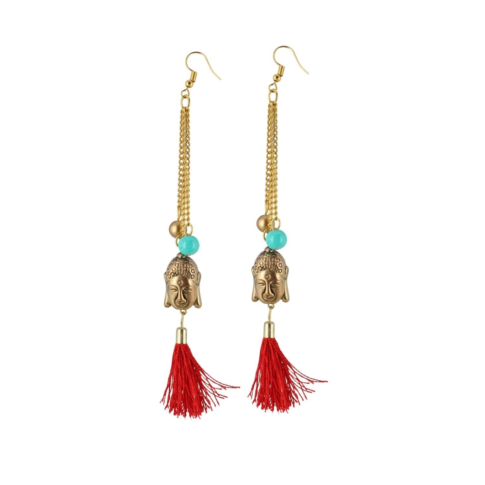 Femilyn Women's Gold Plated Hook Dangler Hanging Tassel Fashion Earrings-Gold