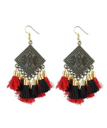 Femilyn Women's Alloy Hook Dangler Hanging Tassel Earrings-Multicolour