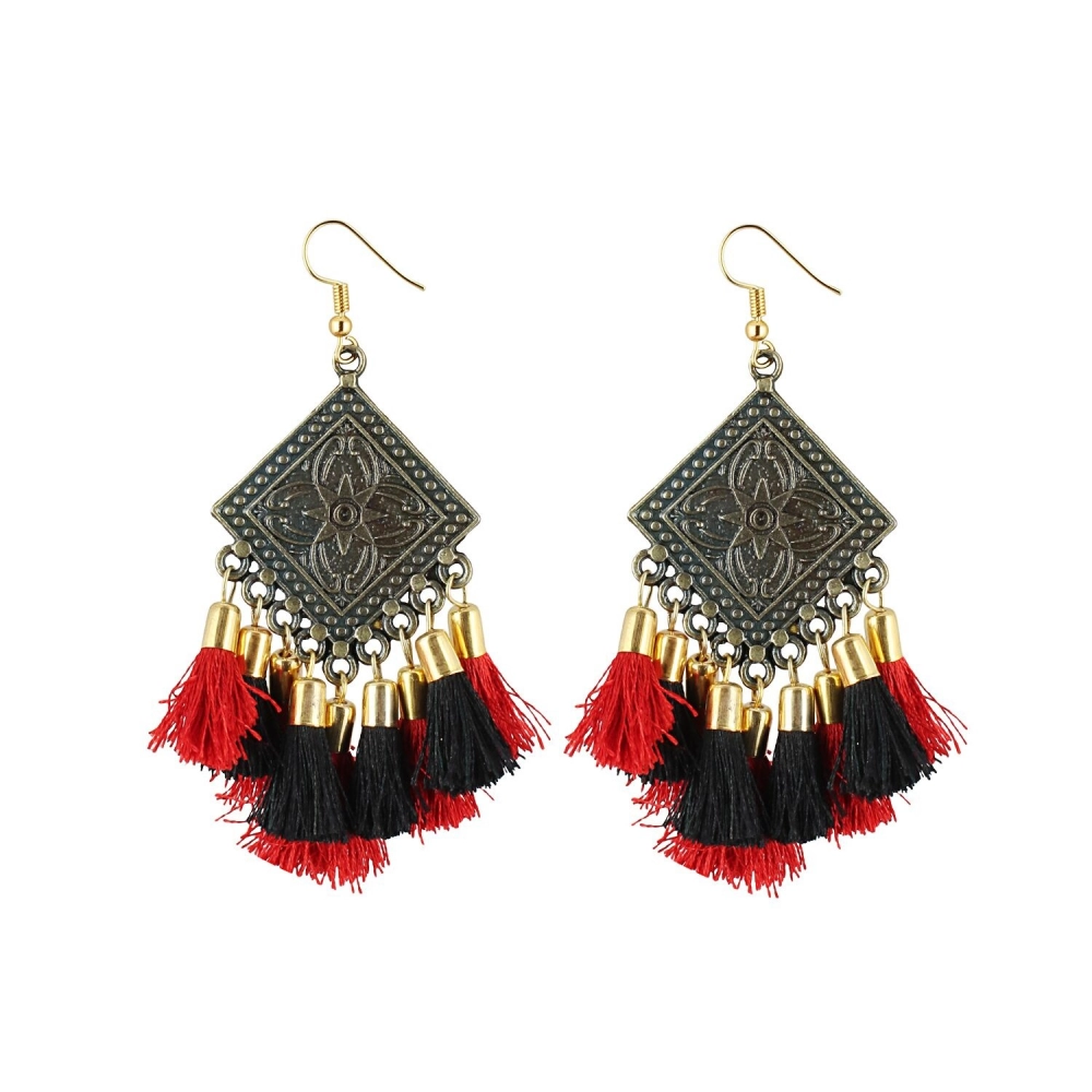 Femilyn Women's Alloy Hook Dangler Hanging Tassel Earrings-Multicolour