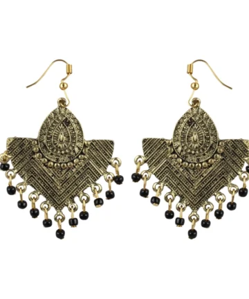 Femilyn Women's Gold Plated, Beads Hook Dangler Hanging Tassel Earrings-Gold