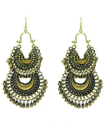 Femilyn Women's Gold Plated Hook Dangler Hanging Earrings-Gold