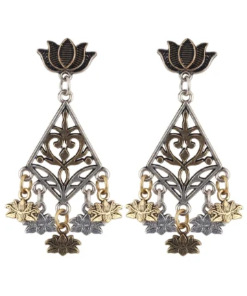 Femilyn Women's Alloy, silver Plated Hook Dangler Hanging Earrings-Golden