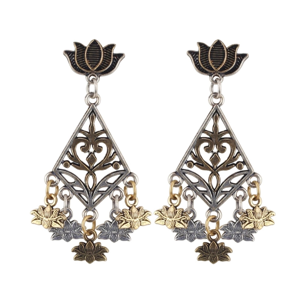Femilyn Women's Alloy, silver Plated Hook Dangler Hanging Earrings-Golden