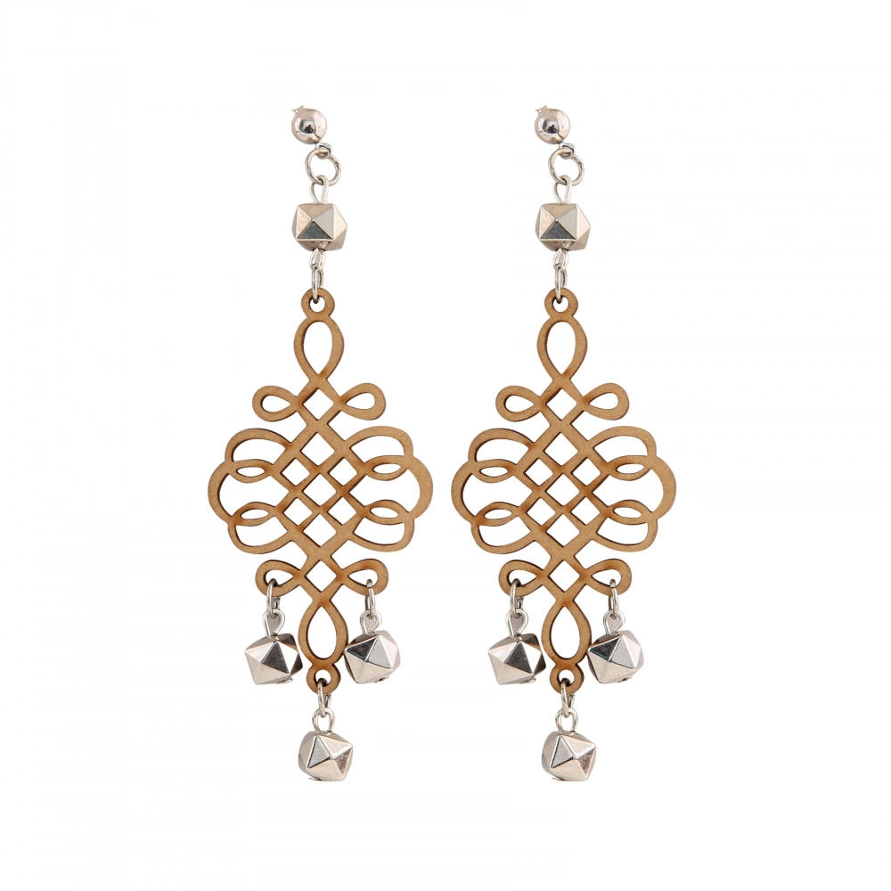 Femilyn Women's Wooden handcrafted Hook Dangler Hanging Fashion Earrings-Brown