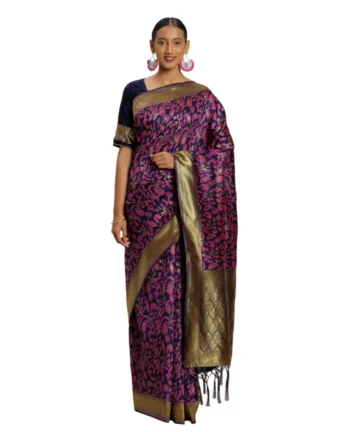 Femilyn Women's Banarasi silk Saree with Blouse (Multi, 5-6mtr)