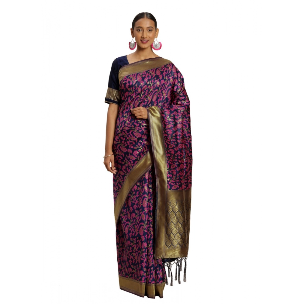 Femilyn Women's Banarasi silk Saree with Blouse (Multi, 5-6mtr)