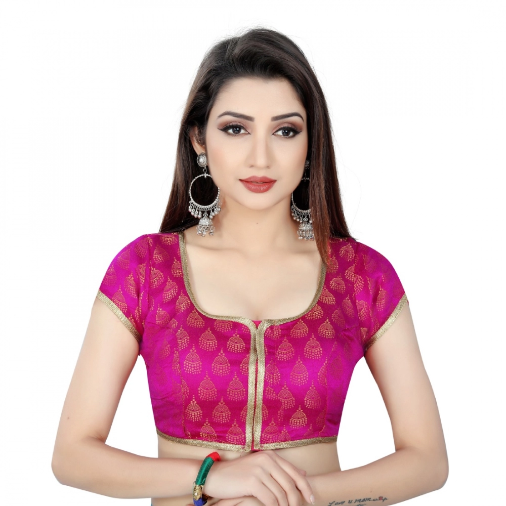 Femilyn Women's Nylon, Inner-Cotton Full Stitched Padded Blouse (Pink)