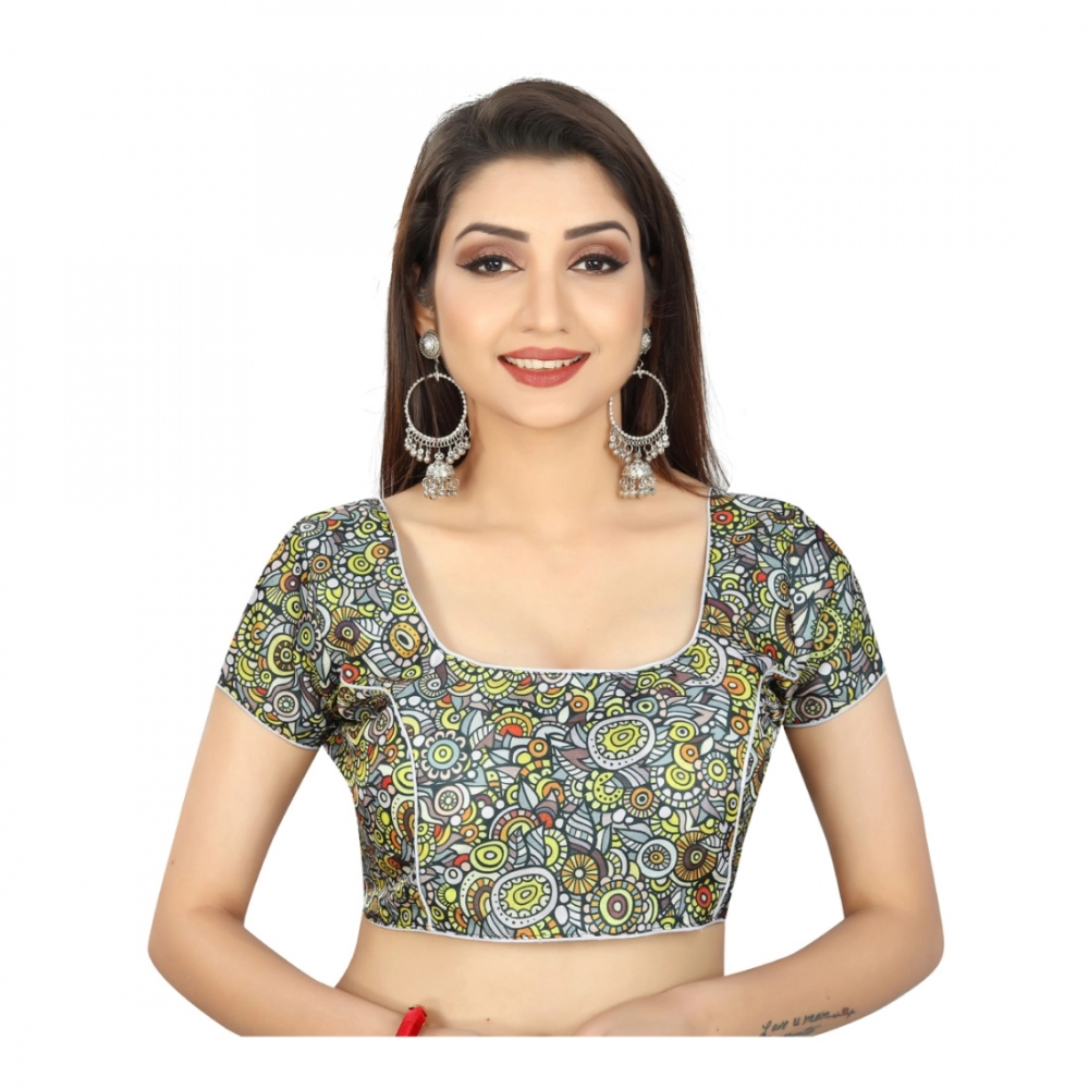 Femilyn Women's Satin Silk, Inner-Cotton Full Stitched Padded Blouse (Black)