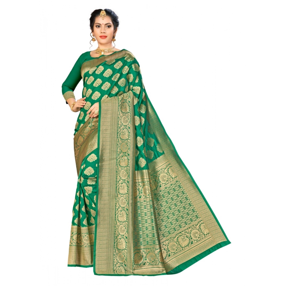 Femilyn Women's Banarasi Silk Saree (Green, 5-6mtrs)