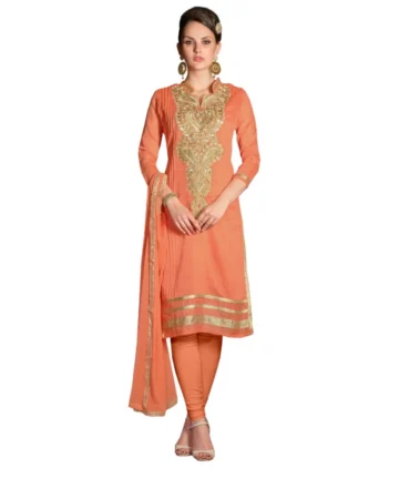 Femilyn Women's Chanderi Unstitched Salwar Suit-Material With Dupatta (Orange,2.2 Mtrs)