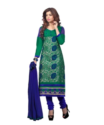 Femilyn Women's Glaze Cotton Unstitched Salwar Suit-Material With Dupatta (Green,2.2 Mtrs)