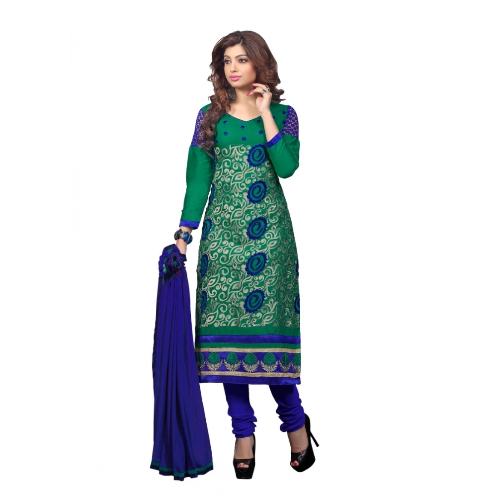 Femilyn Women's Glaze Cotton Unstitched Salwar Suit-Material With Dupatta (Green,2.2 Mtrs)