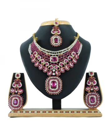 Femilyn Women's Alloy Necklace set (Pink)