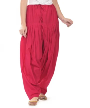 Femilyn Women's Cotton Solid Patiyala (Color:Rani Pink)
