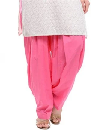 Femilyn Women's Cotton Solid Patiyala (Color:Baby Pink)