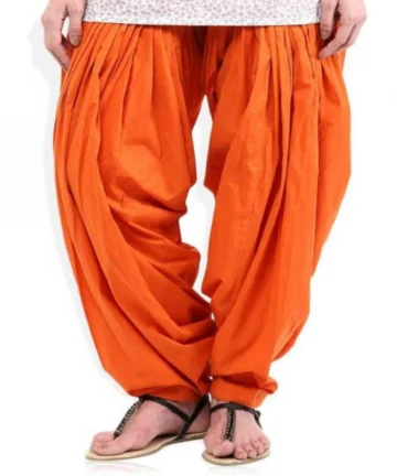 Femilyn Women's Cotton Solid Patiyala (Color:Orange)