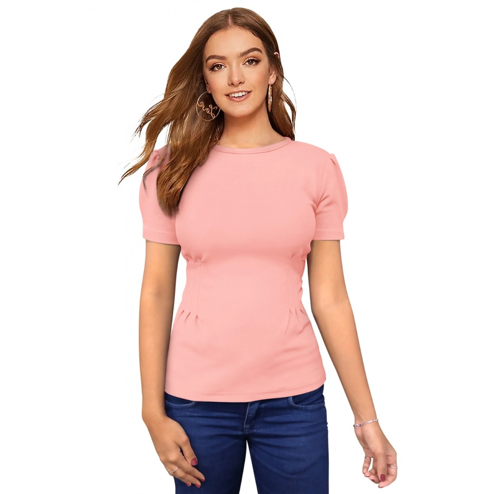 Femilyn Women's Western Wear Hosiery T Shirts (Peach)