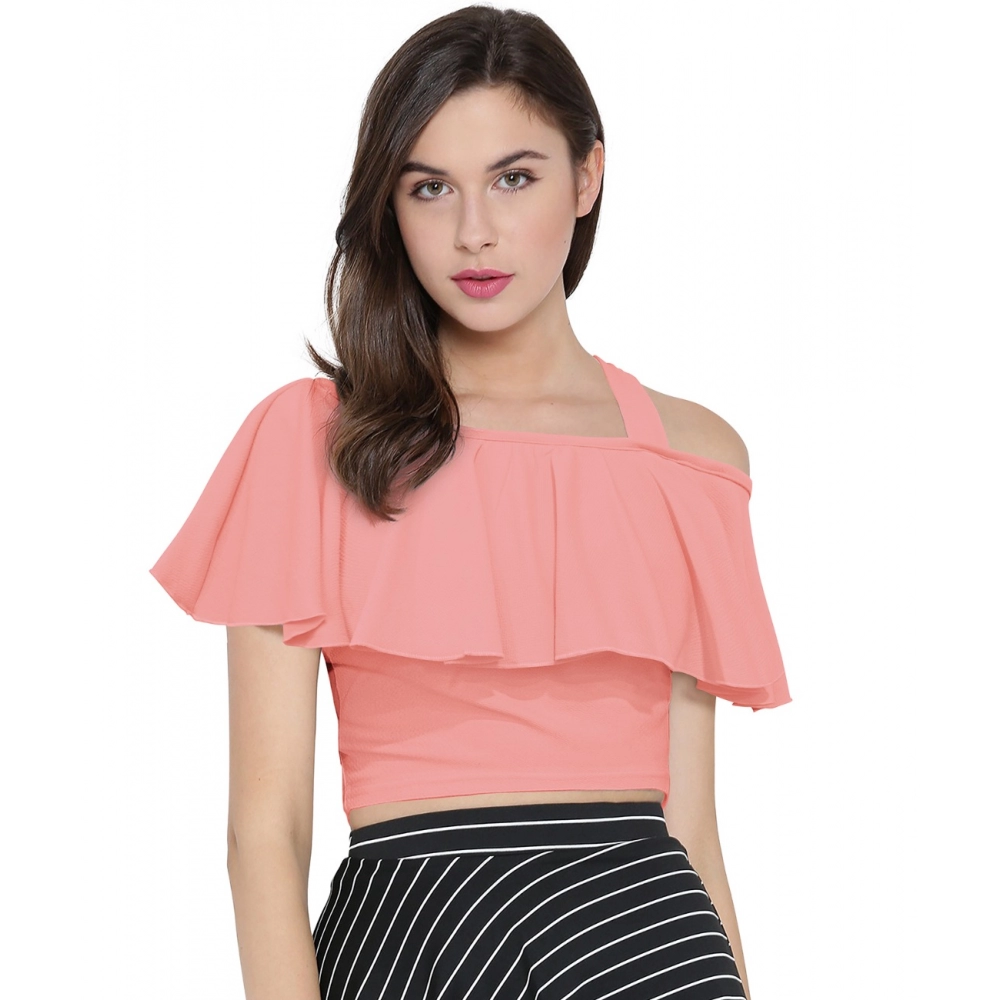 Femilyn Women's Western Wear Hosiery Crop Top (Peach)