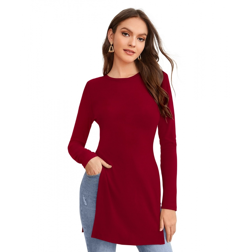 Femilyn Women's Western Wear Hosiery T Shirts (Maroon)