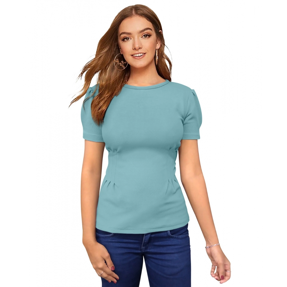 Femilyn Women's Western Wear Hosiery T Shirts (Pista)