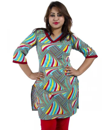 Femilyn Women's Rayon Kurtis (Red, Multi, S)