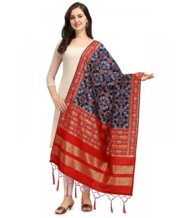 Femilyn Women's Silk Pure weaving Work Duppatta (Navy Blue, Length: 2-2.3 Mtrs)