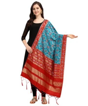 Femilyn Women's Silk Pure weaving Work Duppatta (Blue, Length: 2-2.3 Mtrs)