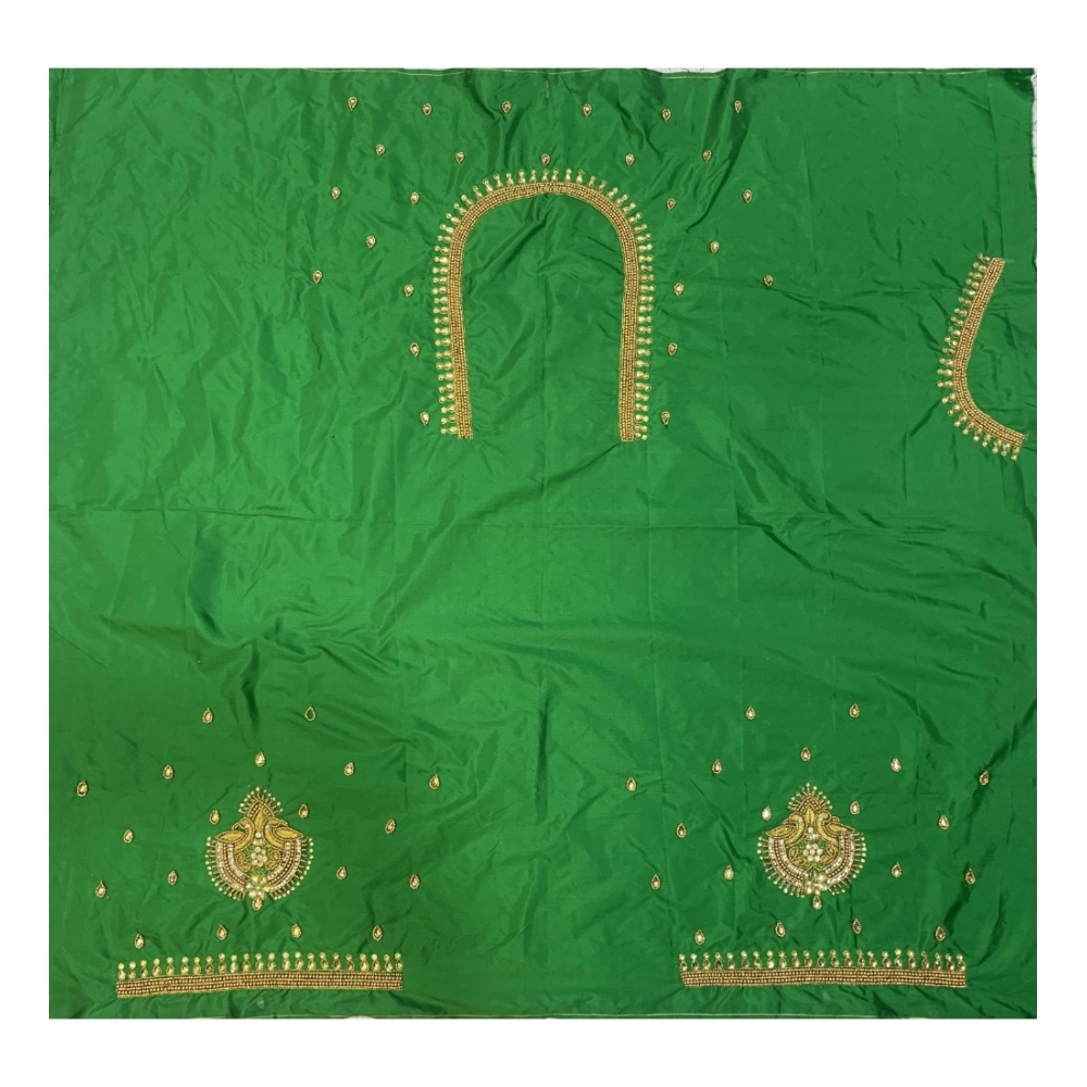 Femilyn Women's Cotton Silk Self Design Unstitched Blouse Piece (Green, 80-100 cm)