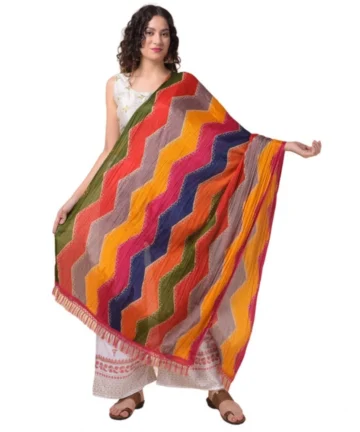 Femilyn Women's Chanderi Printed Dupatta (Multicolor, Length: 2.25 to 2.50 Mtr)