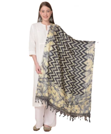 Femilyn Women's Art Silk Printed Dupatta (Black, Length: 2.25 to 2.50 Mtr)